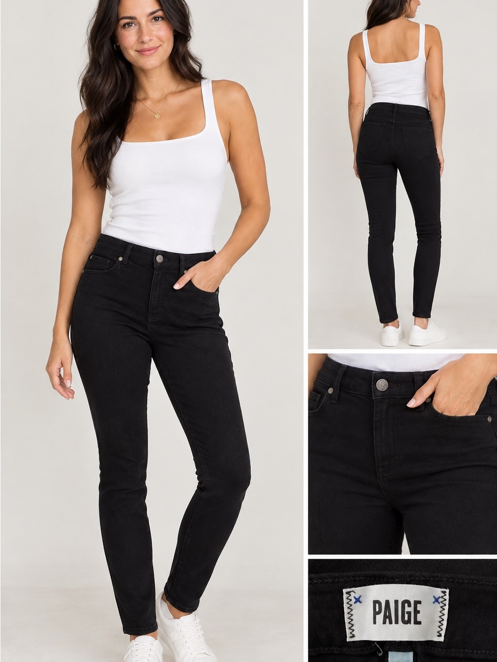 PAIGE Black High-Rise Slim Jeans for Women 30